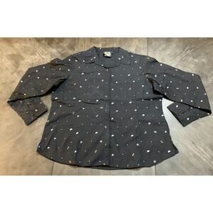 Taco Bell 3/4 Sleeve Employee Button Up Shirt Black Women's Size XL All Over